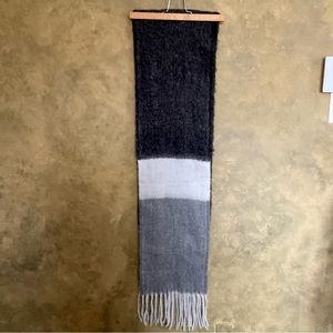 Steve Madden Soft Knit Tonal Grey Fringe Blanket Scarf